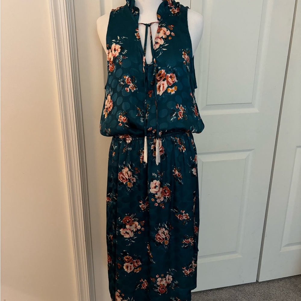Lovestitch Teal Floral Long Sleeve Dress